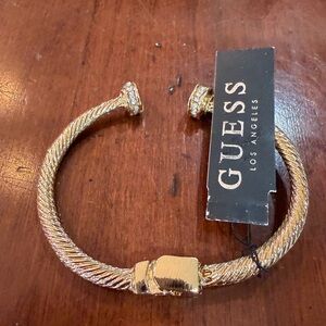 Guess Gold-Tone Twisted Cable Buckle Cuff Bracelet